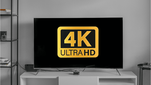 TV with 4K logo displayed on the screen